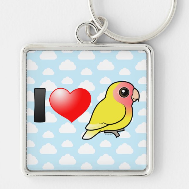 I Love Lutino Peach-faced Lovebirds Key Ring (Front)