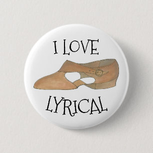 I Love Lyrical Tan Modern Dance Teacher Shoe 6 Cm Round Badge