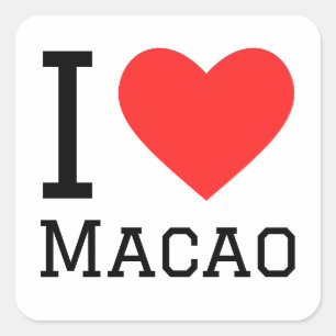 I love macao square sticker