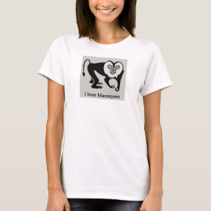I love MACAQUES - Endangered animal graphic T-Shirt
