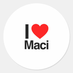 i love maci classic round sticker