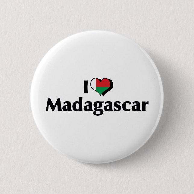 I Love Madagascar Flag 6 Cm Round Badge (Front)