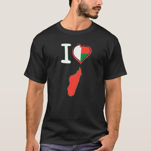 I love Madagascar Malagasy flag in shape of a hear T-Shirt (Front)