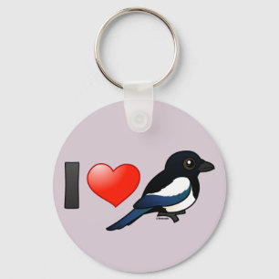 I Love Magpies Key Ring