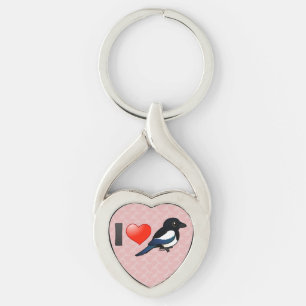 I Love Magpies Key Ring