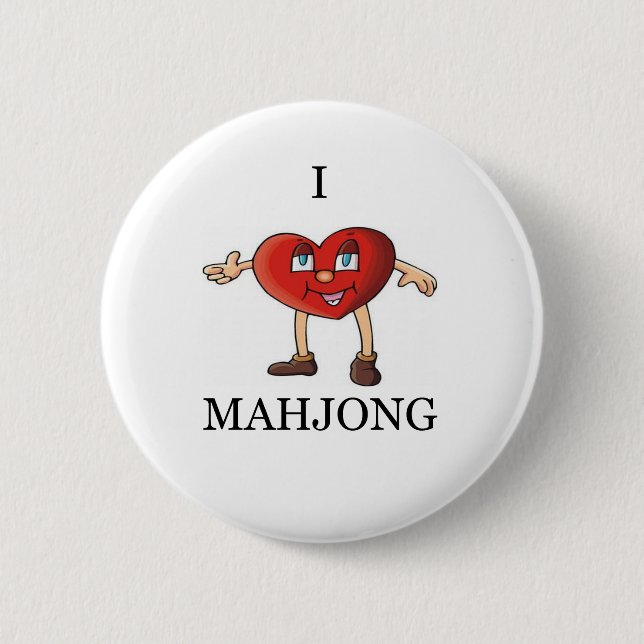 i love mahjong 6 cm round badge (Front)
