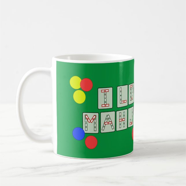 I Love Mahjong - Lettered Tiles Coffee Mug (Left)