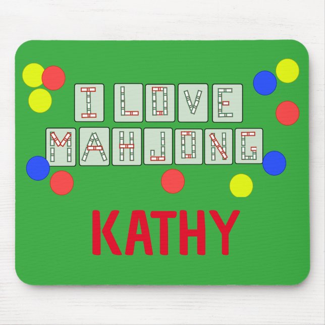 I Love Mahjong -Lettered Tiles - Personalised Mouse Pad (Front)
