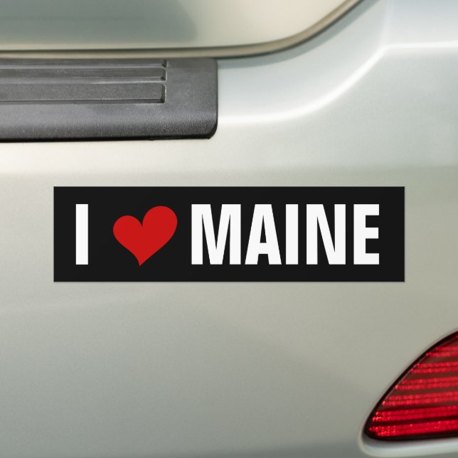 I LOVE MAINE BUMPER STICKER (On Car)