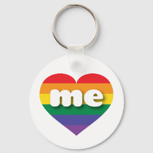 I Love Maine Rainbow Heart Key Ring