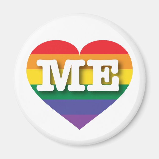 I Love Maine Rainbow Heart Magnet (Front)