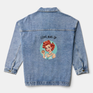 I love Make-up pinup vintage design Denim Jacket