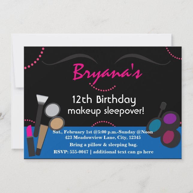I love makeup swirl birthday party invitations (Front)