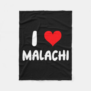 I Love Malachi - Heart - Name  Fleece Blanket