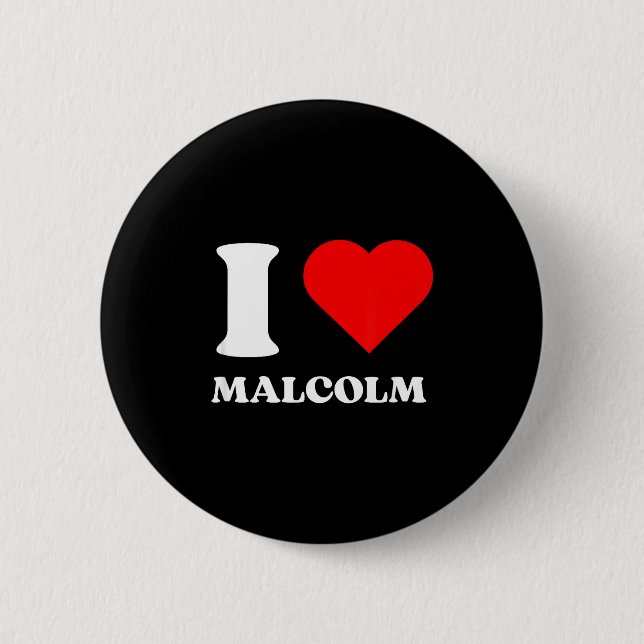 I Love Malcolm I Heart Malcolm Name Y2k Valentines 6 Cm Round Badge (Front)