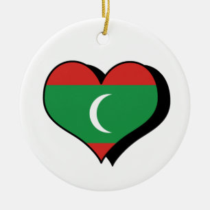 I Love Maldives Flag Ornament