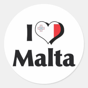 I Love Malta Flag Classic Round Sticker