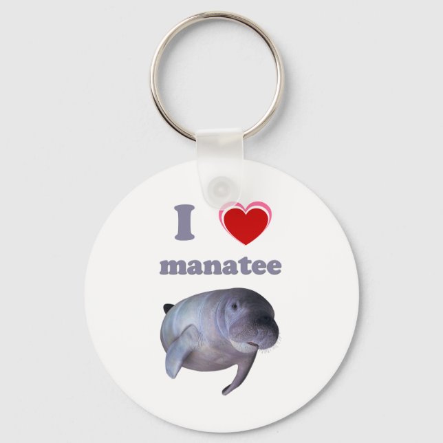 I Love Manatee Key Ring (Front)