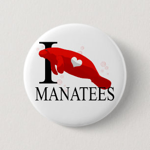 I Love Manatees Buttons
