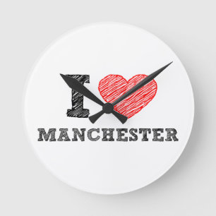 I-love-Manchester Round Clock