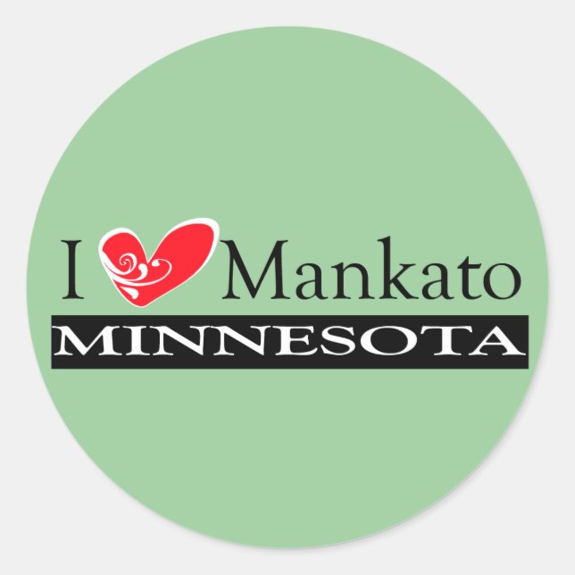 I Love Mankato Minnesota Classic Round Sticker (Front)