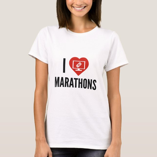 I Love Marathons T-Shirt (Front)