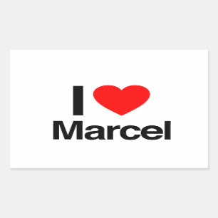 i love marcel rectangular sticker