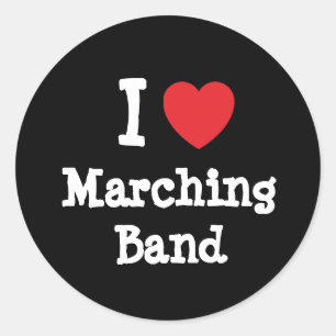 I love Marching Band heart custom personalised Classic Round Sticker