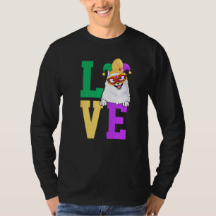 I Love Mardi Gras American Eskimo Dog Matching Fam T-Shirt