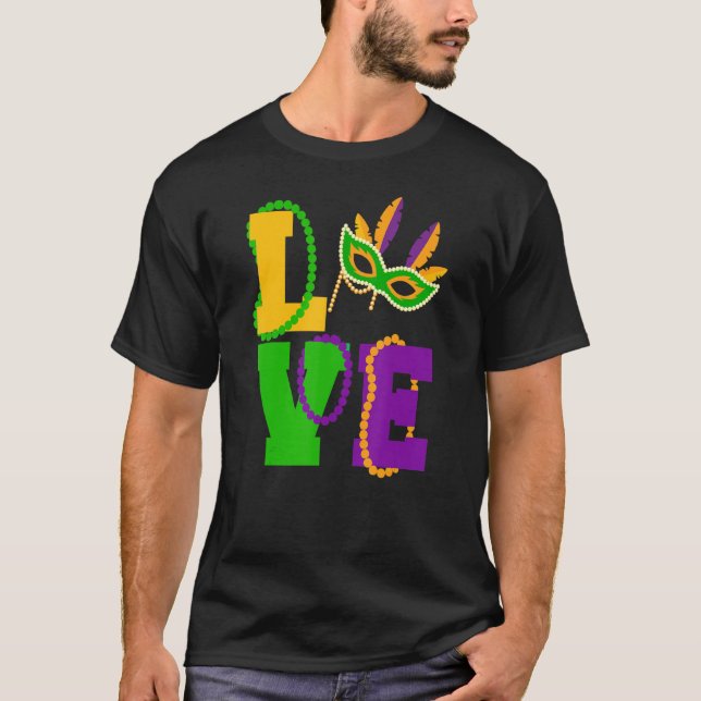 I Love Mardi Gras Beads & Bling Costume For Bead P T-Shirt (Front)