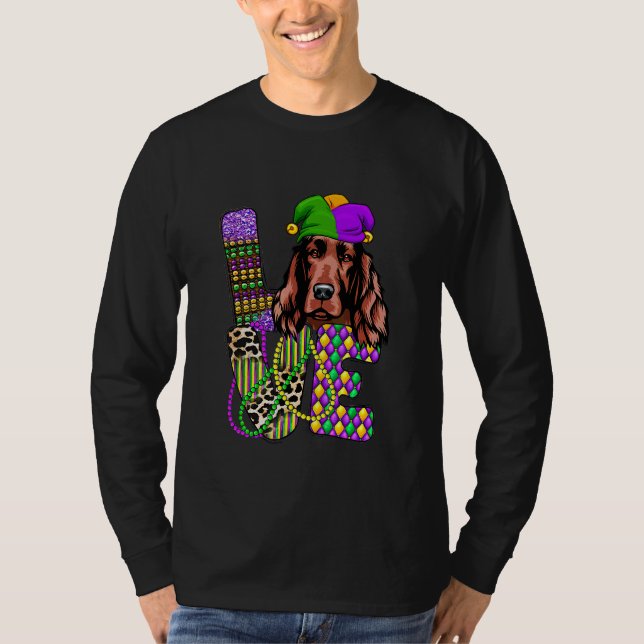 I Love Mardi Gras Festival Irish Setter T-Shirt (Front)