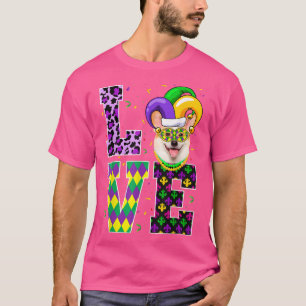 I Love Mardi Gras Festival Party Lover Funny Corgi T-Shirt