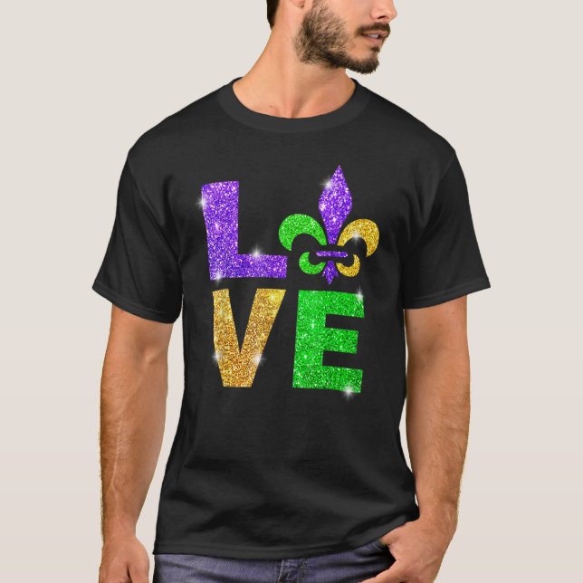 I Love Mardi Gras Fleur de Lis Men Women Costume T-Shirt (Front)