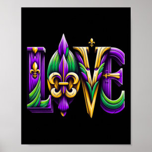I Love Mardi Gras For Girls Kids  Poster