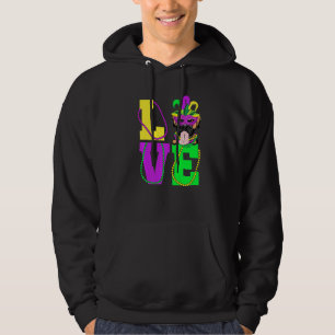 I Love Mardi Gras Funny Boxer Dog Mask Costume Hoodie