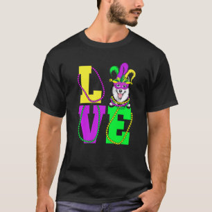 I Love Mardi Gras Funny Siberian Husky Dog Mask Co T-Shirt