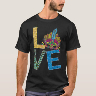 I Love Mardi Gras   Mardi Gras 2022 Beads Mask Fea T-Shirt