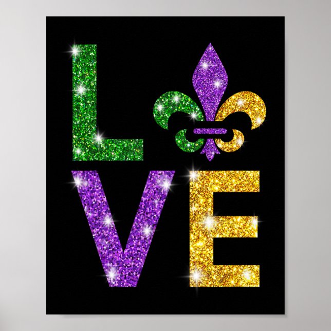 I Love Mardi Gras Mardi Gras Shirt For Girls  Poster (Front)