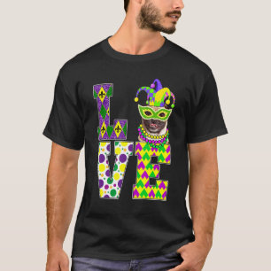 I Love Mardi Gras Pug Dog Funny Mask Festival T-Shirt