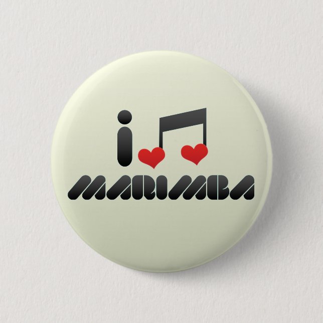 I Love Marimba 6 Cm Round Badge (Front)
