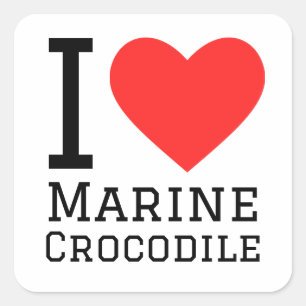 I love marine crocodile square sticker