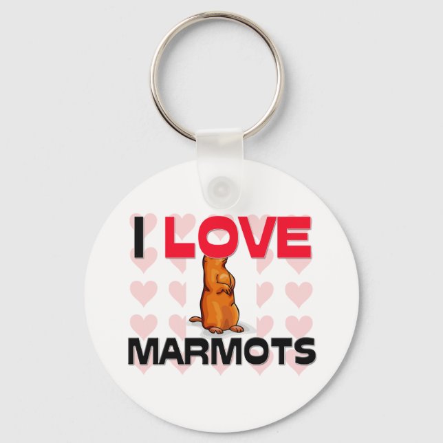 I Love Marmots Key Ring (Front)