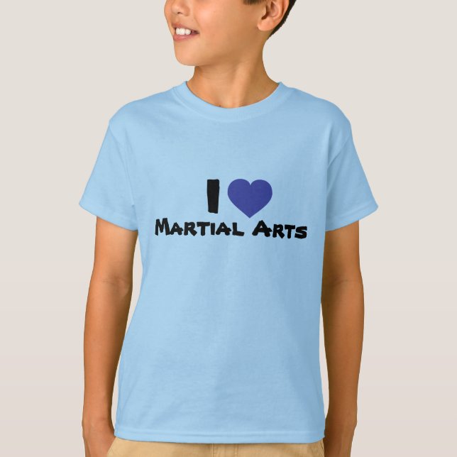 I love martial arts blue heart T-Shirt (Front)