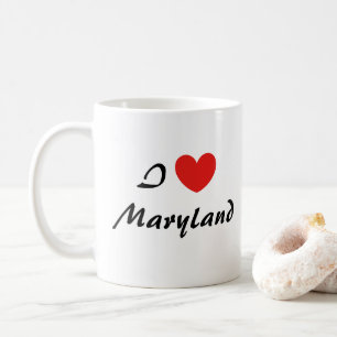 I Love Maryland Heart Typography Coffee Mug