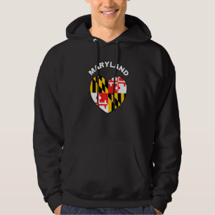 I Love Maryland MD State Flag Heart Baltimore Hon Hoodie