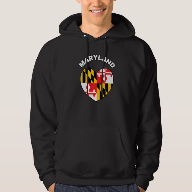 I Love Maryland MD State Flag Heart Baltimore Hon  Hoodie (Front)