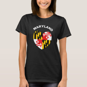 I Love Maryland MD State Flag Heart Baltimore Hon T-Shirt