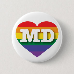 I Love Maryland Rainbow Heart 6 Cm Round Badge