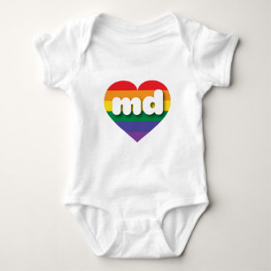 I Love Maryland Rainbow Heart Baby Bodysuit