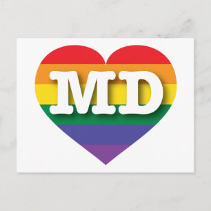 I Love Maryland Rainbow Heart Postcard